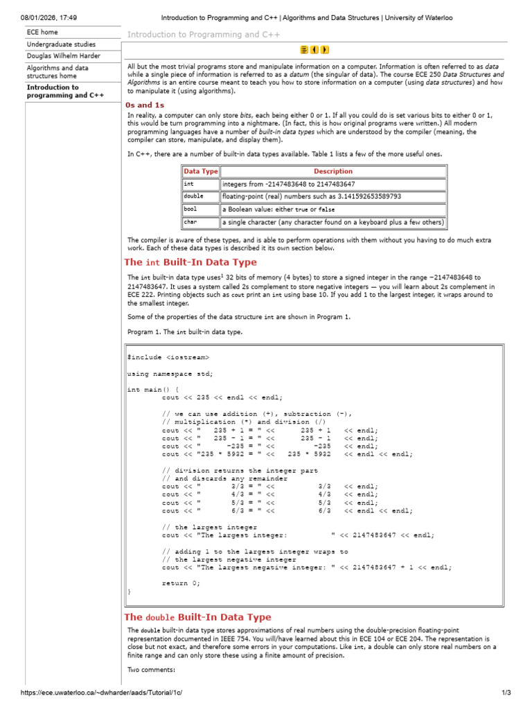 C++ Data Types Overview and Examples | PDF | Integer (Computer Science ...