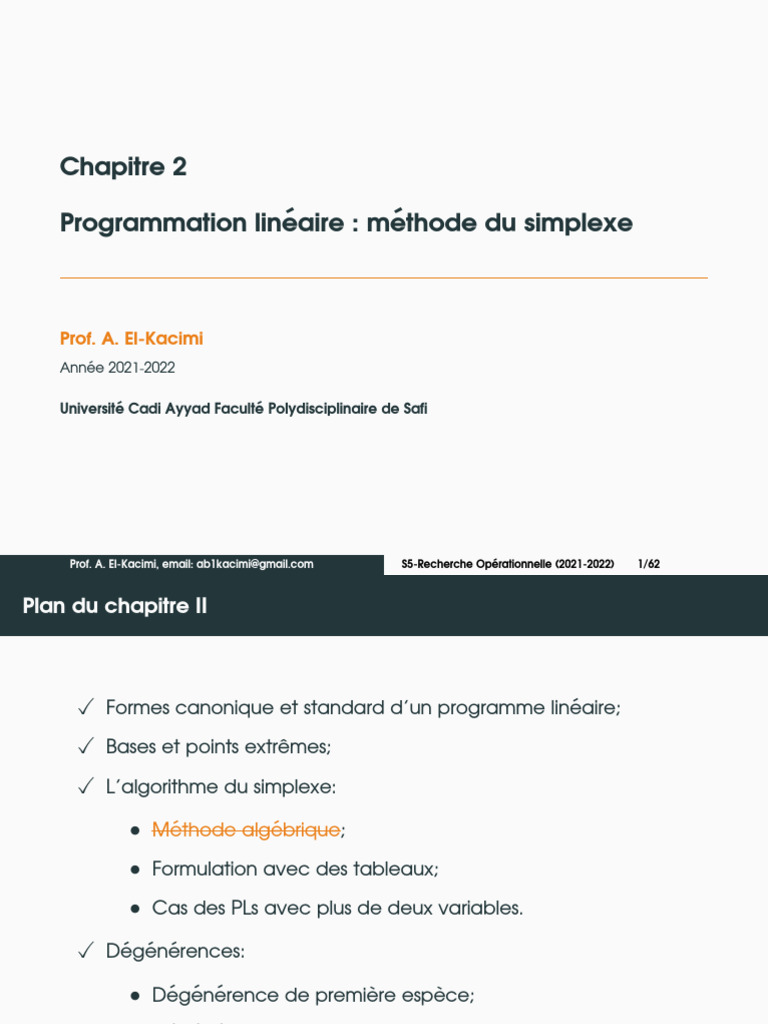 Méthode du Simplexe en Programmation Linéaire | PDF | Optimisation ...