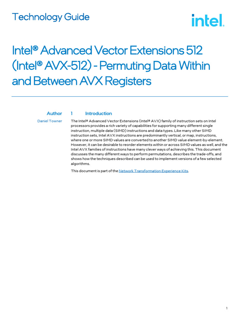 742407 Intel AVX-512 Permuting Data AVX Registers TG Rev1p0 | PDF ...