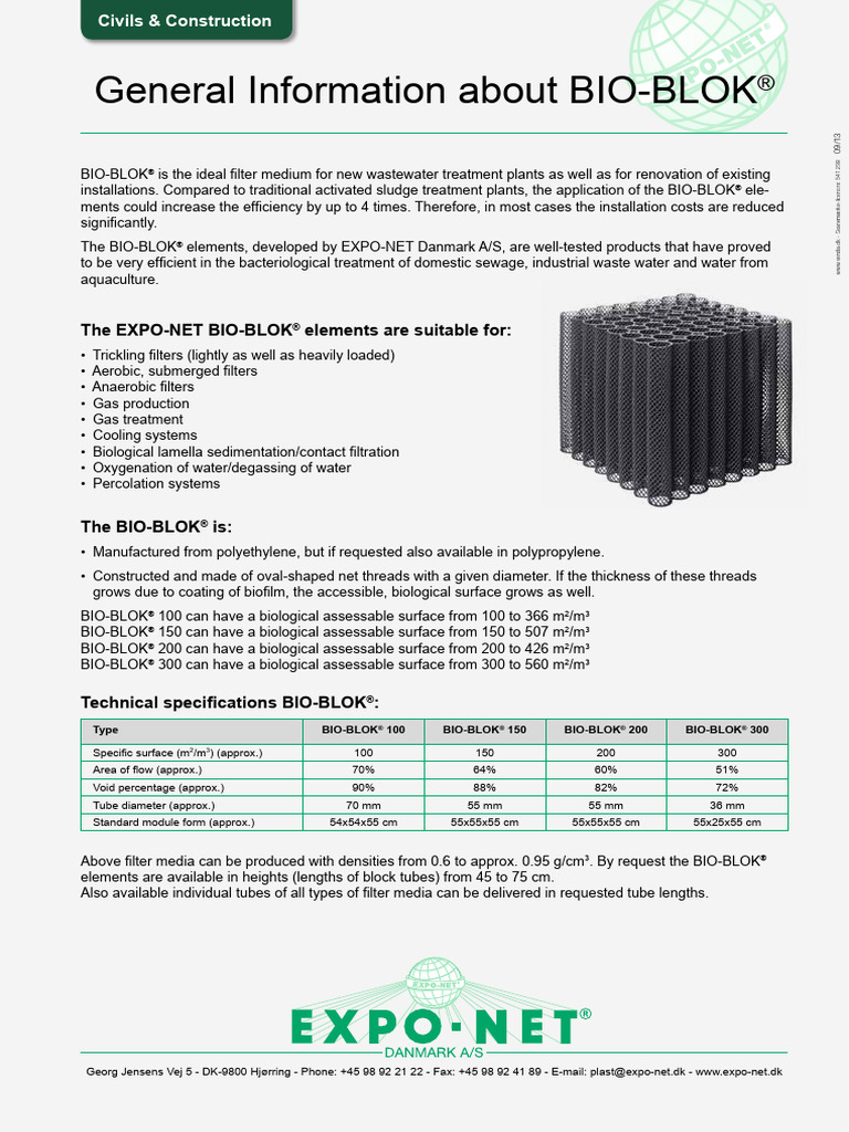 BIO-BLOK®: Advanced Wastewater Filter Media | PDF | Filtration | Sewage ...