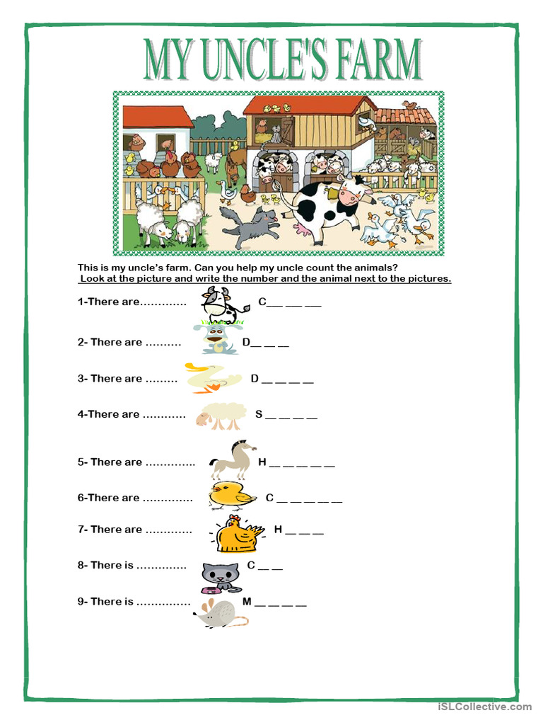 Farm Animal Counting and Prepositions Activity | PDF