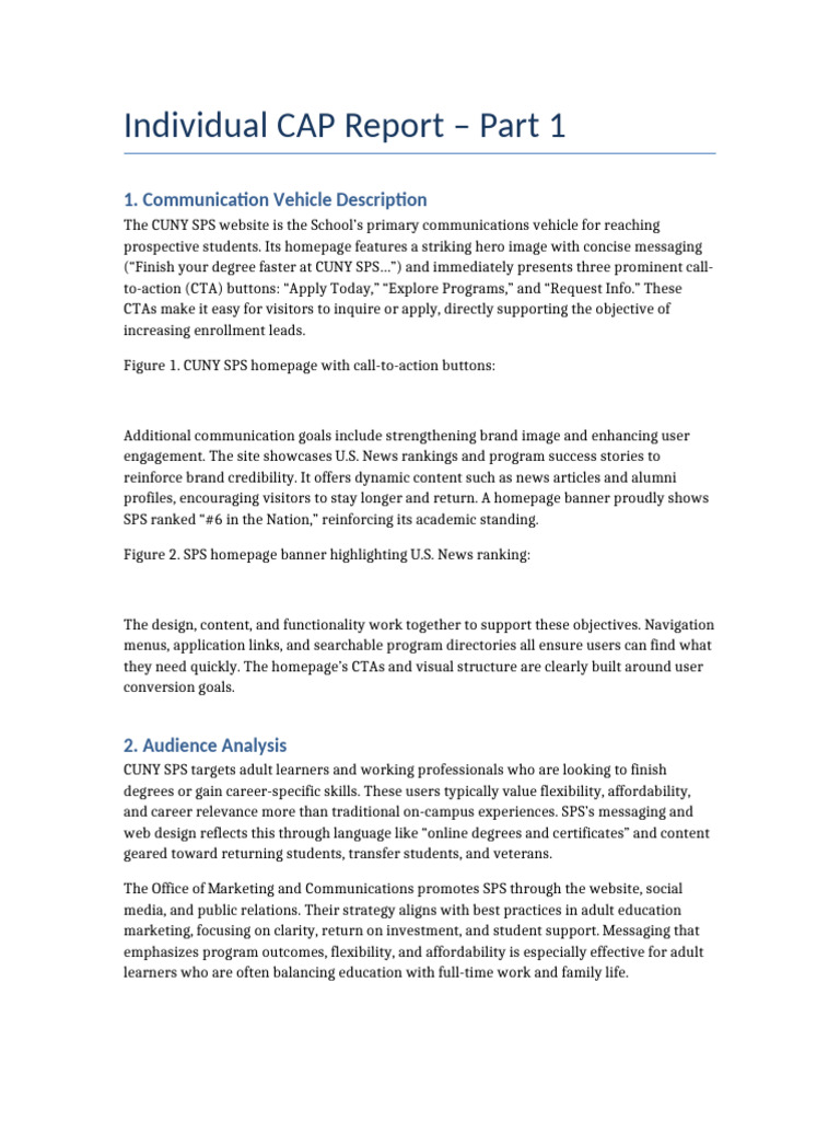 Cap Report Part1 Cuny Sps Final | PDF | Communication | Human Communication