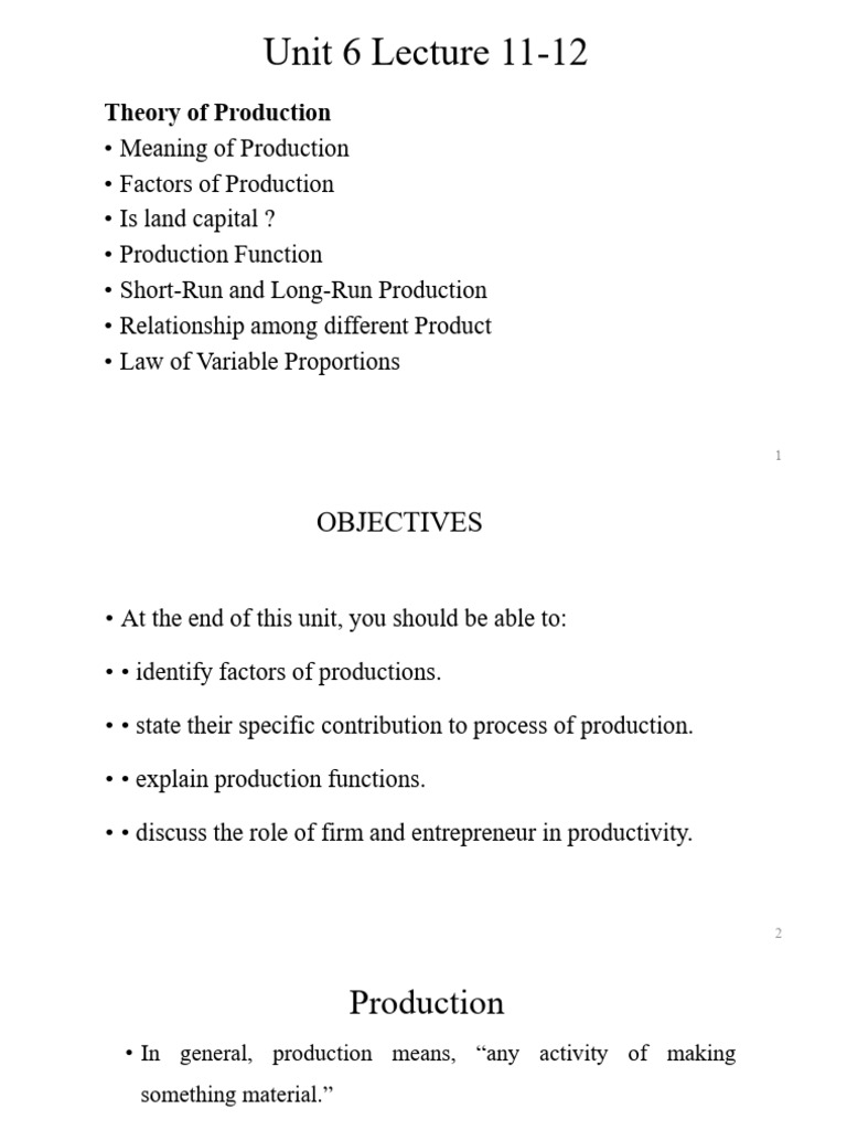 Theory of Production Explained | PDF | Production Function | Capital ...