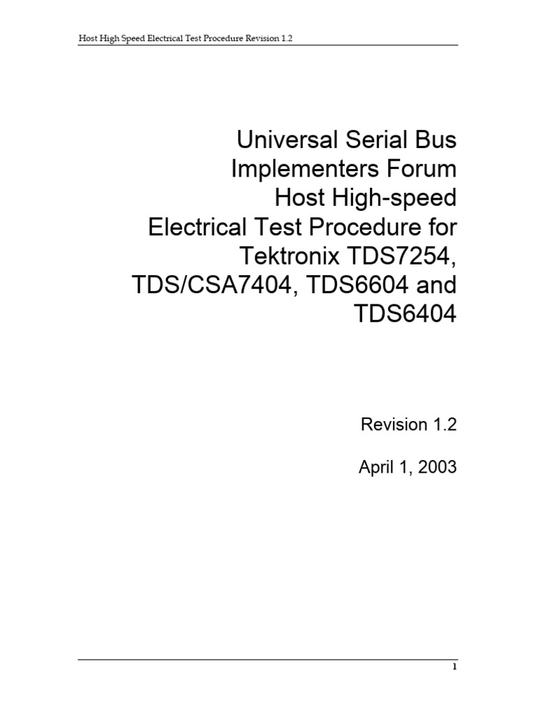 Host HS Test Tektronix41503 | PDF | Usb | Computing
