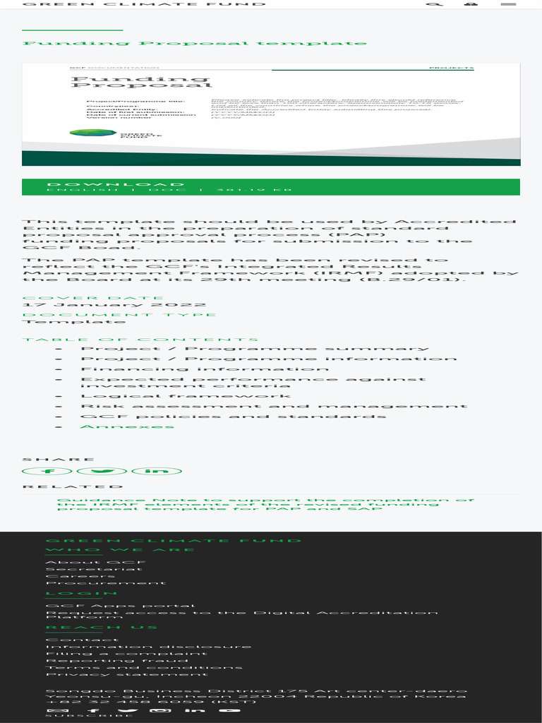 GCF Funding Proposal Template Download | PDF