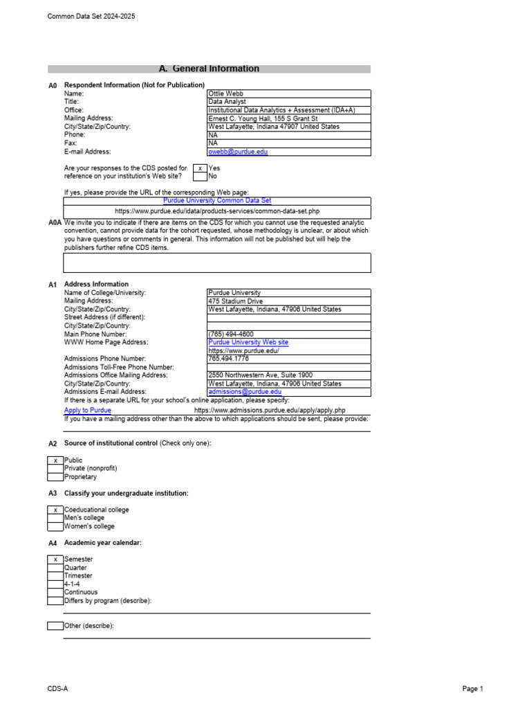 Purdue University Common Data Set 2024-2025 | PDF | University And ...