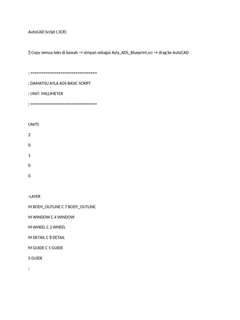 AutoCAD Script for Daihatsu Ayla ADS | PDF | Luxury Vehicles | Car ...