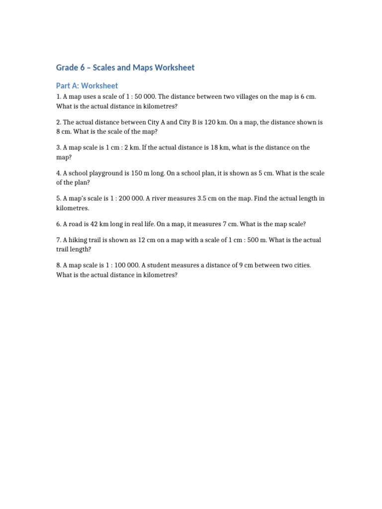 Grade 6 Map Scale Worksheet | PDF