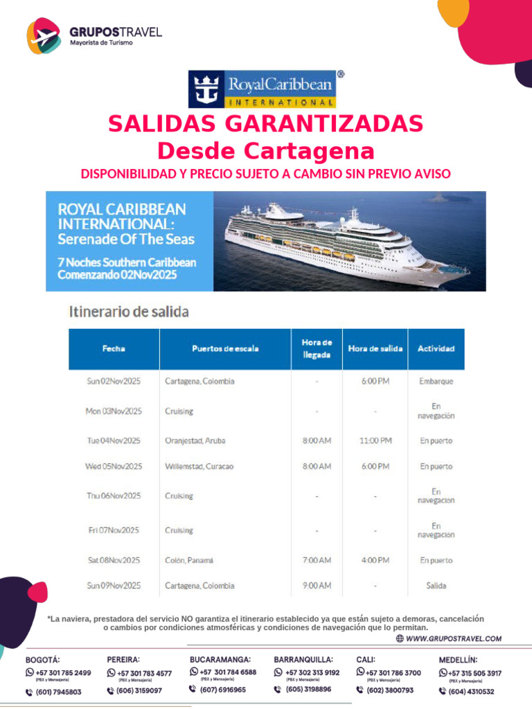 Cruceros desde Cartagena: Tarifas y Políticas | PDF | Crucero | Pasajero