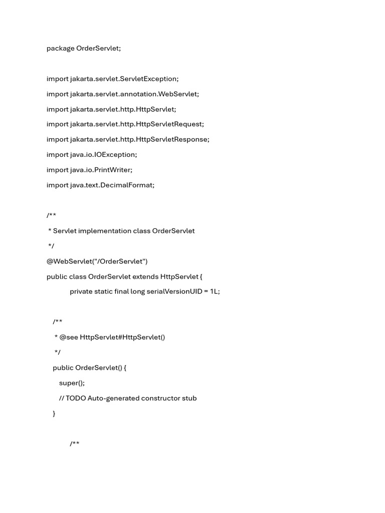 Java Order Servlet Implementation | PDF | Parameter (Computer ...
