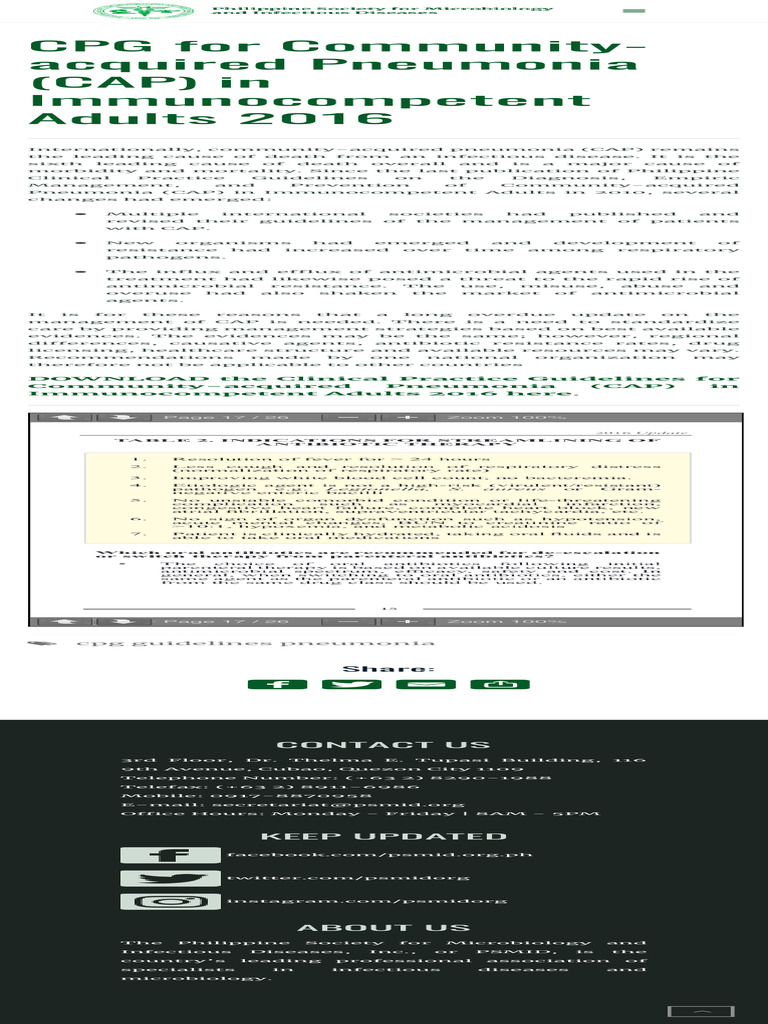 CAP Guidelines for Adults 2016 | PDF | Pneumonia | Antimicrobial Resistance