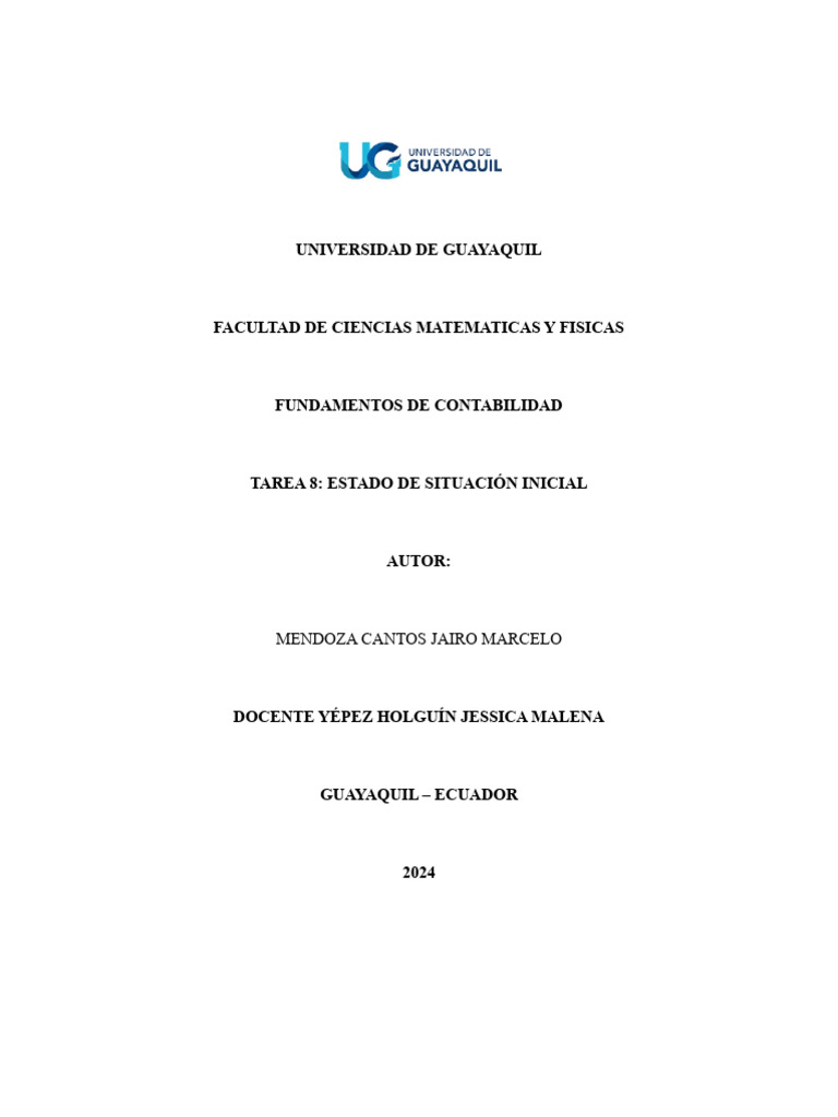 TAREA Estado de Situación Inicial | PDF | Contabilidad | Hoja de balance
