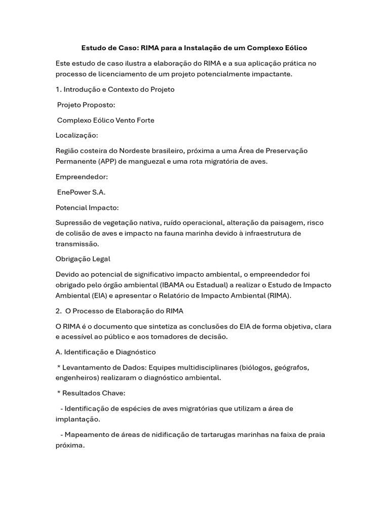 RIMA no Licenciamento de Complexo Eólico | PDF | Mitigação das mudanças ...