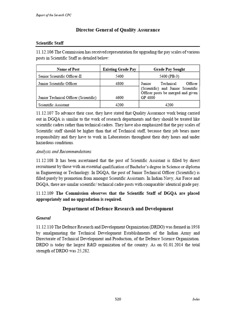 Seventh CPC Report on Scientific Staff Pay | PDF