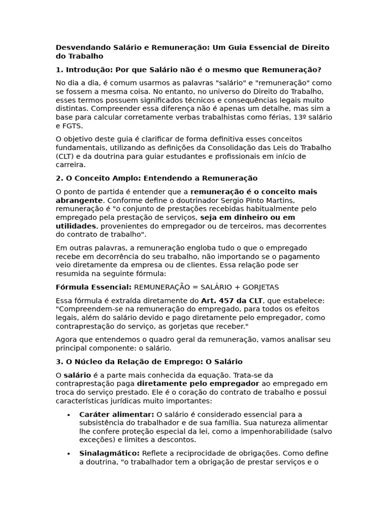 Diferença entre Salário e Remuneração | PDF | Salário | Emprego