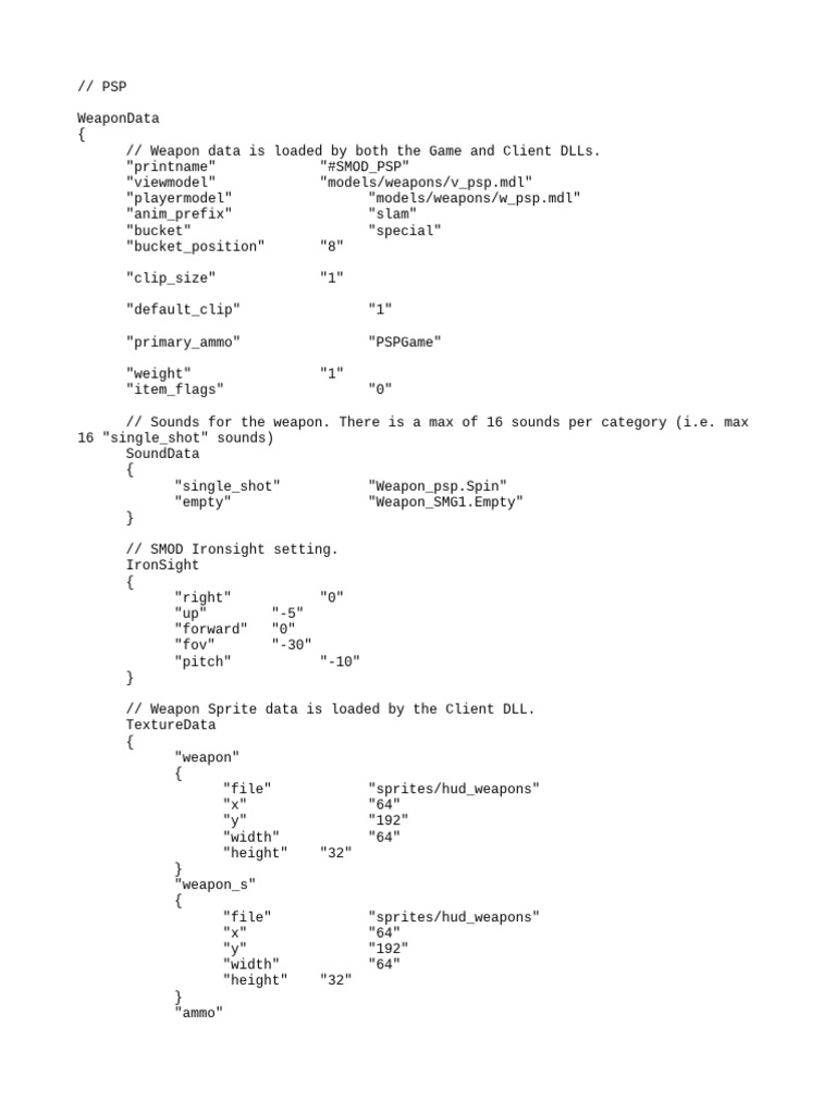 PSP Weapon Data Configuration Guide | PDF