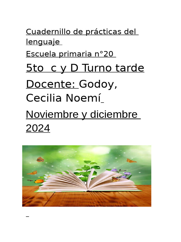 Cuadernillo de Prácticas de Lenguaje 5to grado | PDF | Narración ...