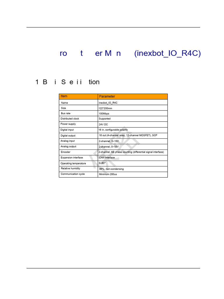 R4C EtherCAT-IO Specification V1.0.0 | PDF | Power Supply | Relay