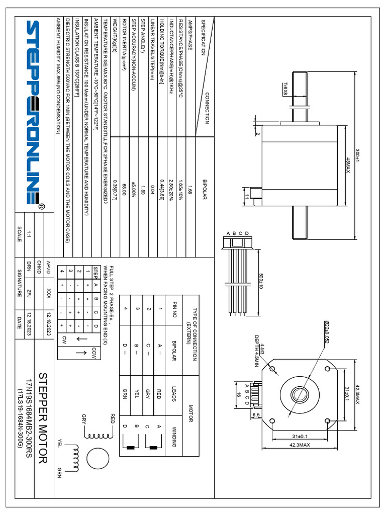 Stepper Motor Specifications and Details | PDF | Magnetic Devices ...