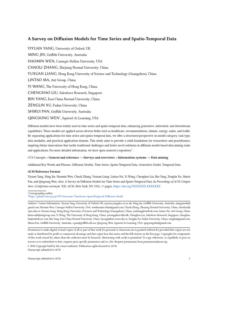 Diffusion Models for Time Series Analysis | PDF | Stochastic ...