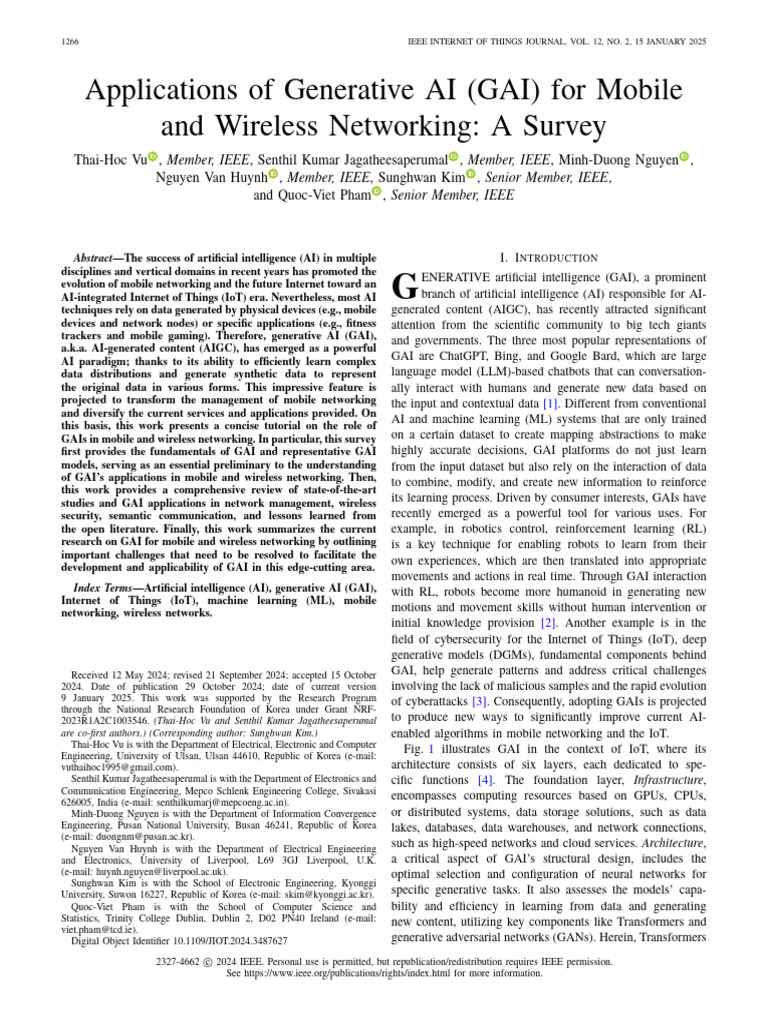 Applications of Generative AI GAI for Mobile and Wireless Networking a ...