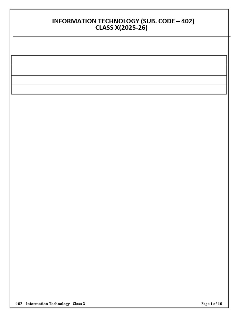 Class X Information Technology Curriculum | PDF | Databases ...