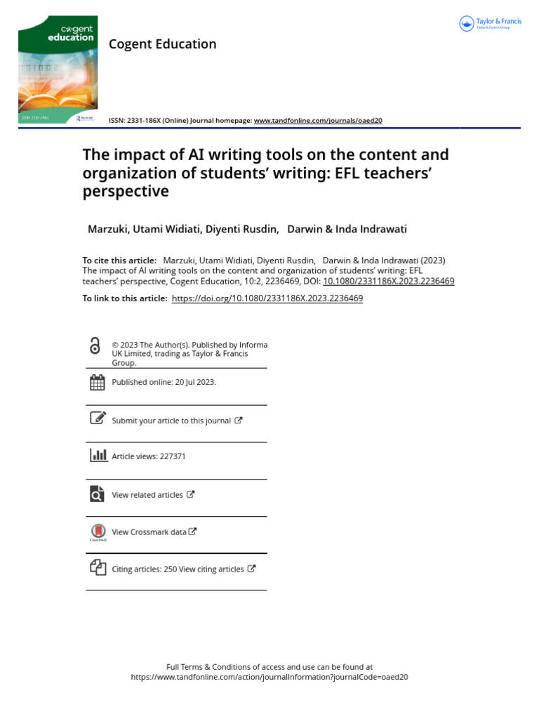 The Impact of AI Writing Tools on the Content and Organization of ...