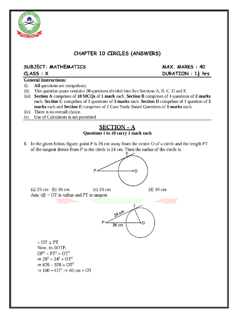 Circles Answers | PDF