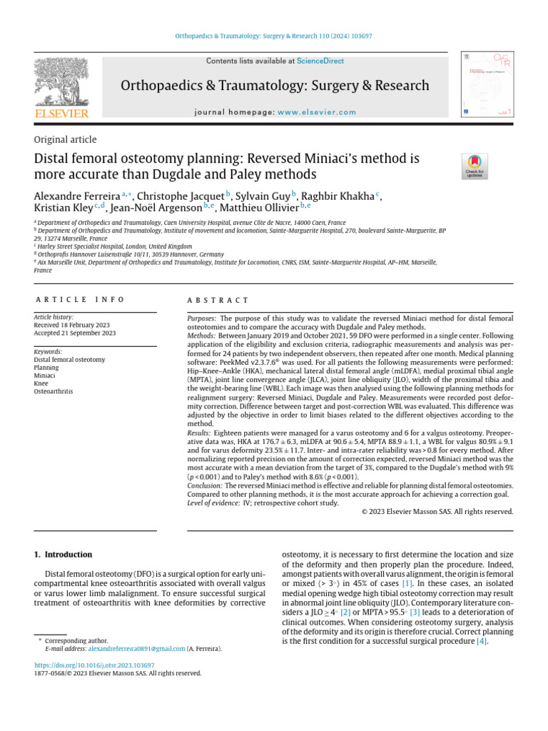 Distal Femoral Osteotomy Planning Reversed Miniaci’s Method is More ...