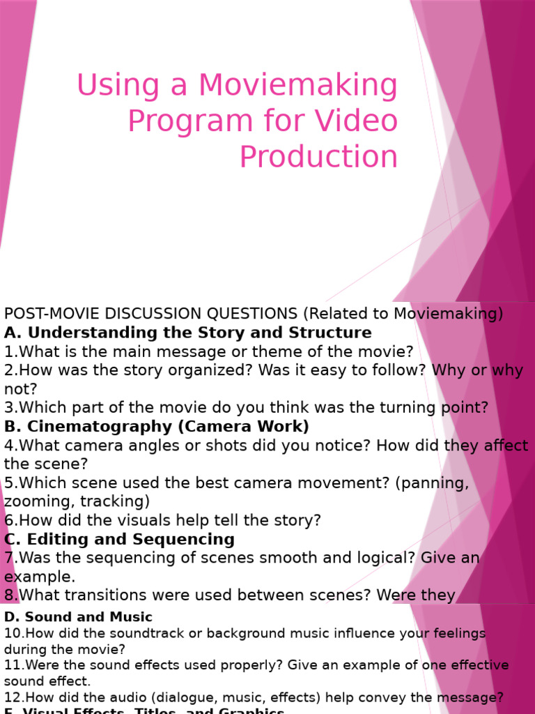 Moviemaking Program Guide for Video Production | PDF | Filmmaking | Editing