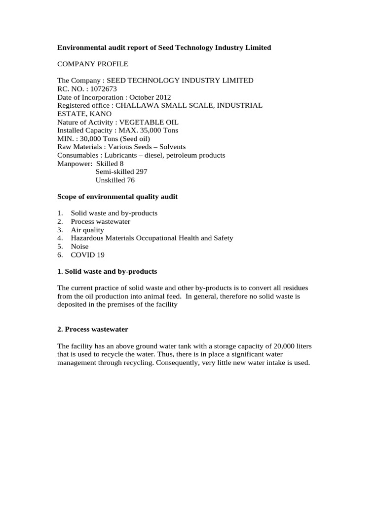 Environmental Audit Report | PDF