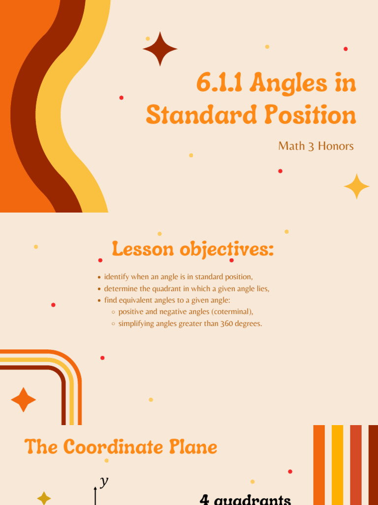 Understanding Angles in Standard Position | PDF