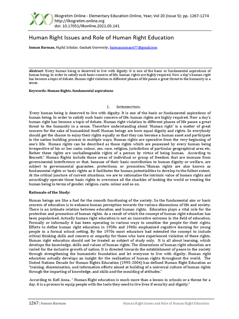 Human Rights Education and Issues in India | PDF | Human Rights ...