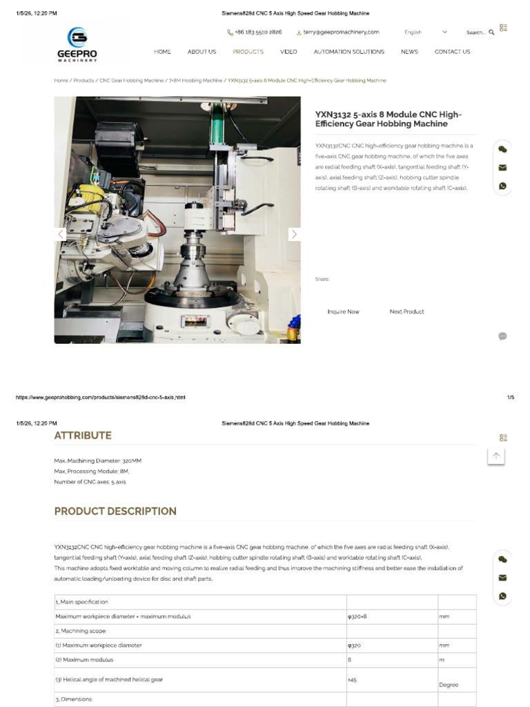 YXN3132 5 Axis 8 Module CNC High Efficiency Gear Hobbing Machine | PDF