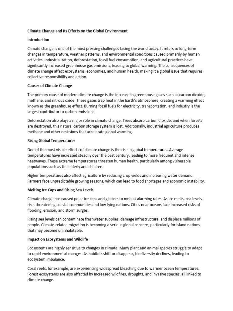 Climate Change: Causes and Global Impact | PDF | Climate Change ...