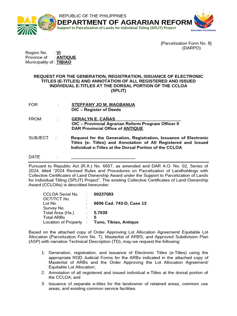 8 Parcelization Form 70 G | PDF | Government | Justice
