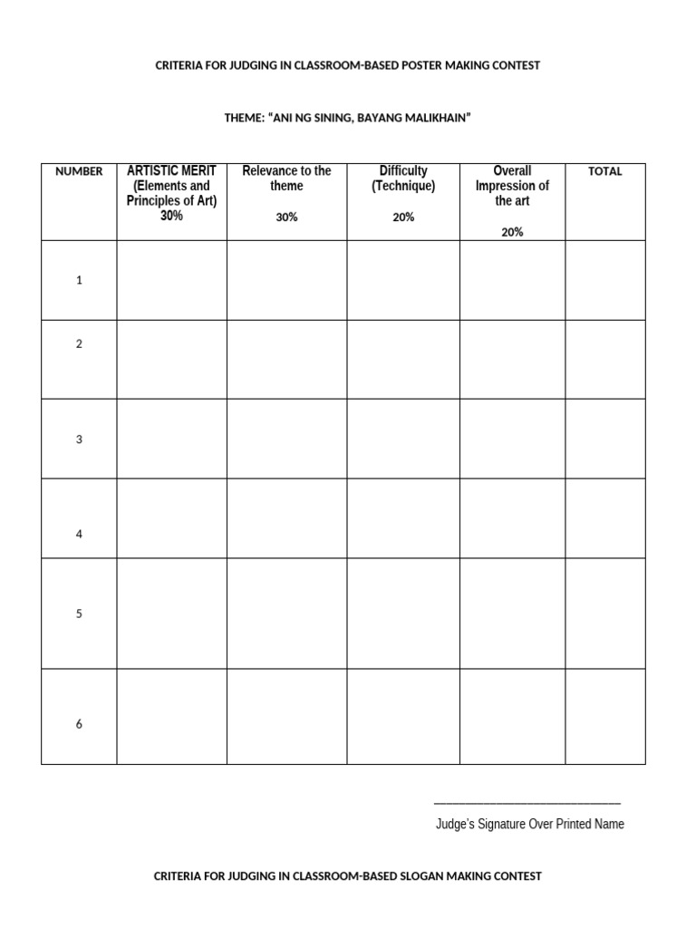 Criteria for Judging Poster | PDF