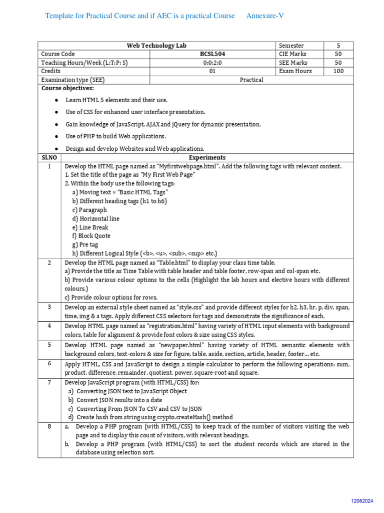 3csesyll-12-15 | PDF | Ajax (Programming) | J Query