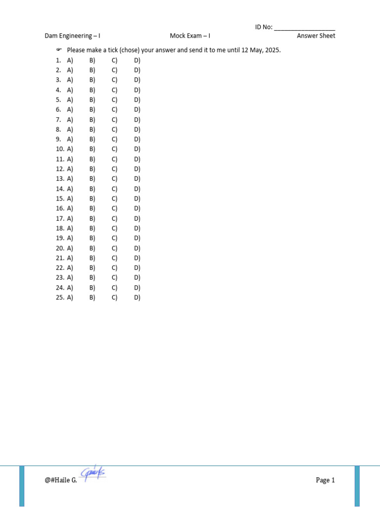 Answer Sheet | PDF