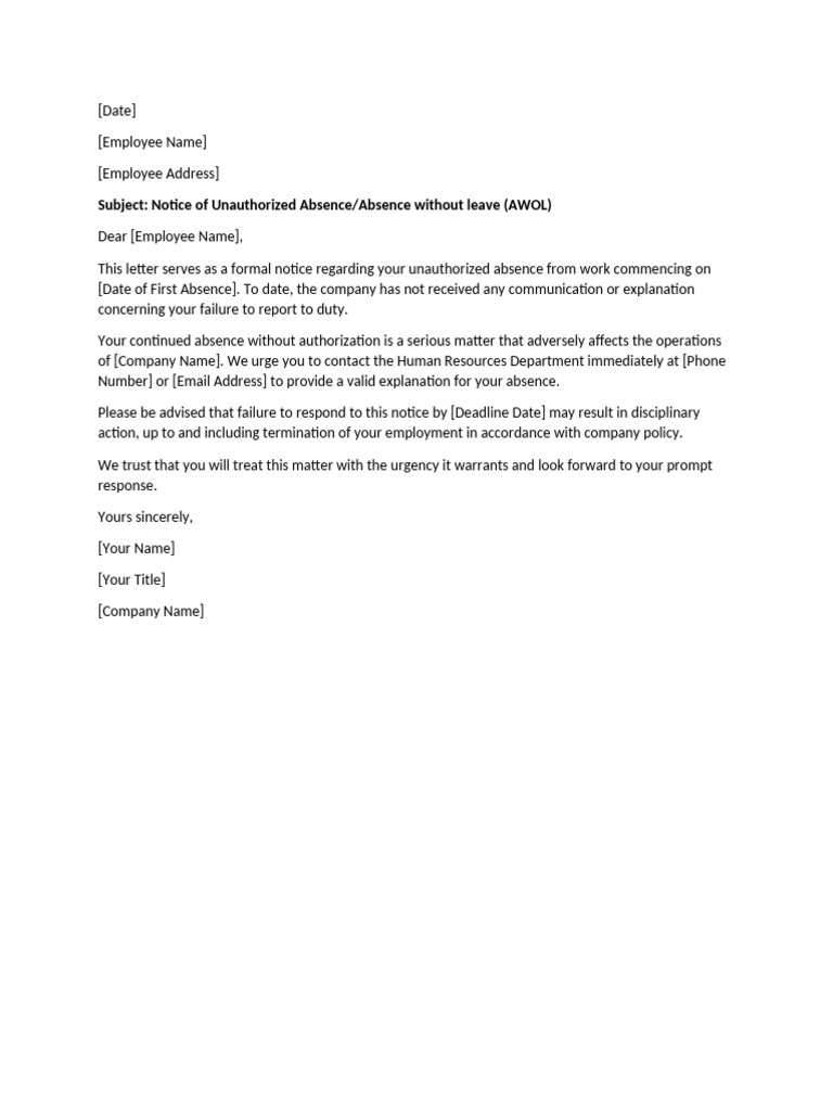 Awol Letter | PDF