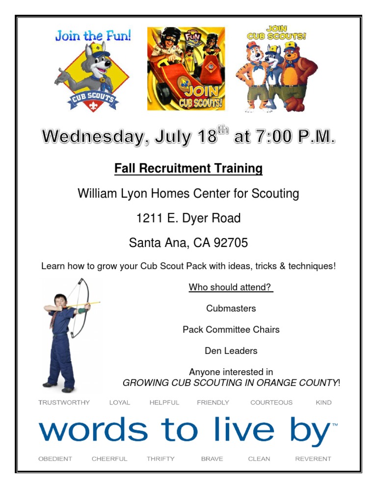 Fall Cub Scout Recruitment Training | PDF | Wellness