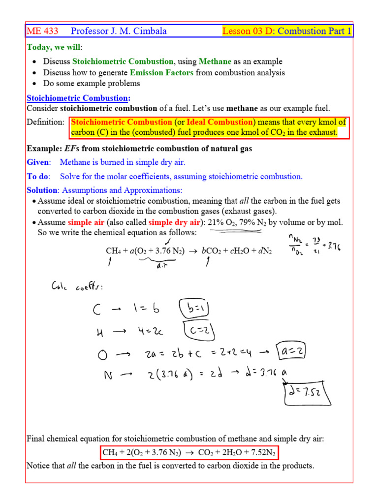 ME433 Lesson 03 D Combustion 1 | PDF | Combustion | Stoichiometry
