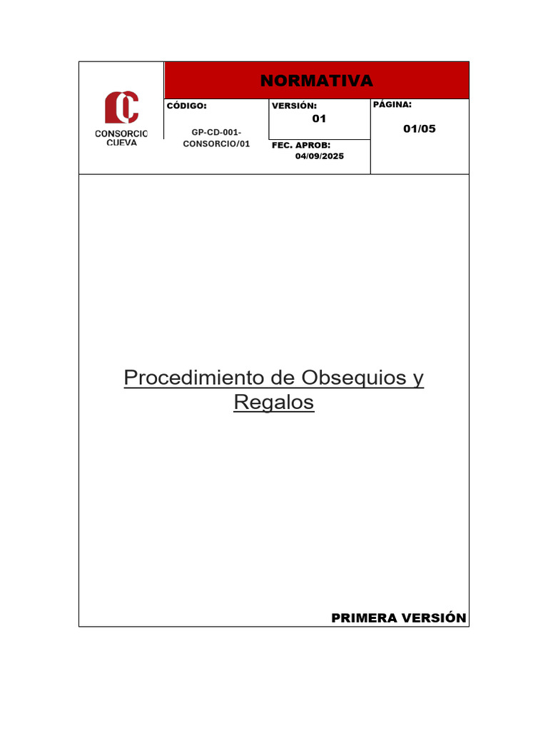 Procedimiento de Regalos y Obsequios | PDF | Consorcio