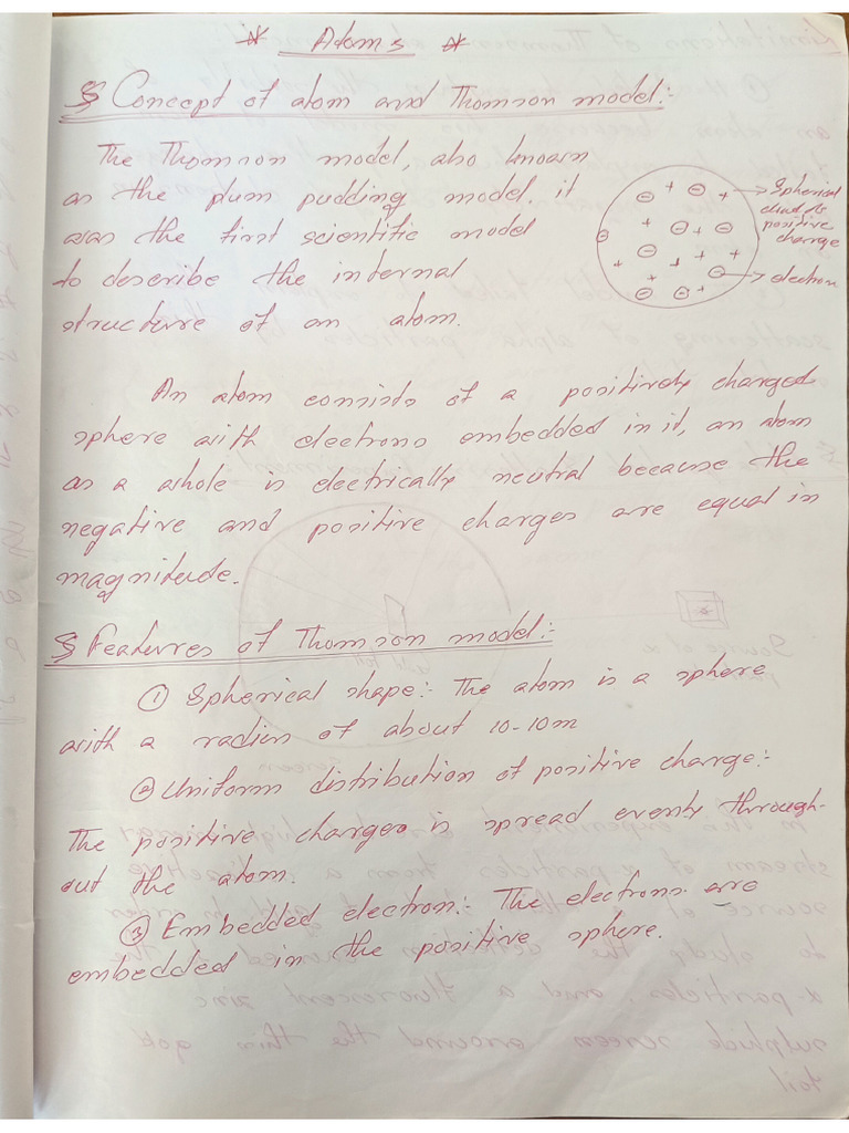 The detailed Notes of Atoms class 12 physics Chapter 9 | PDF
