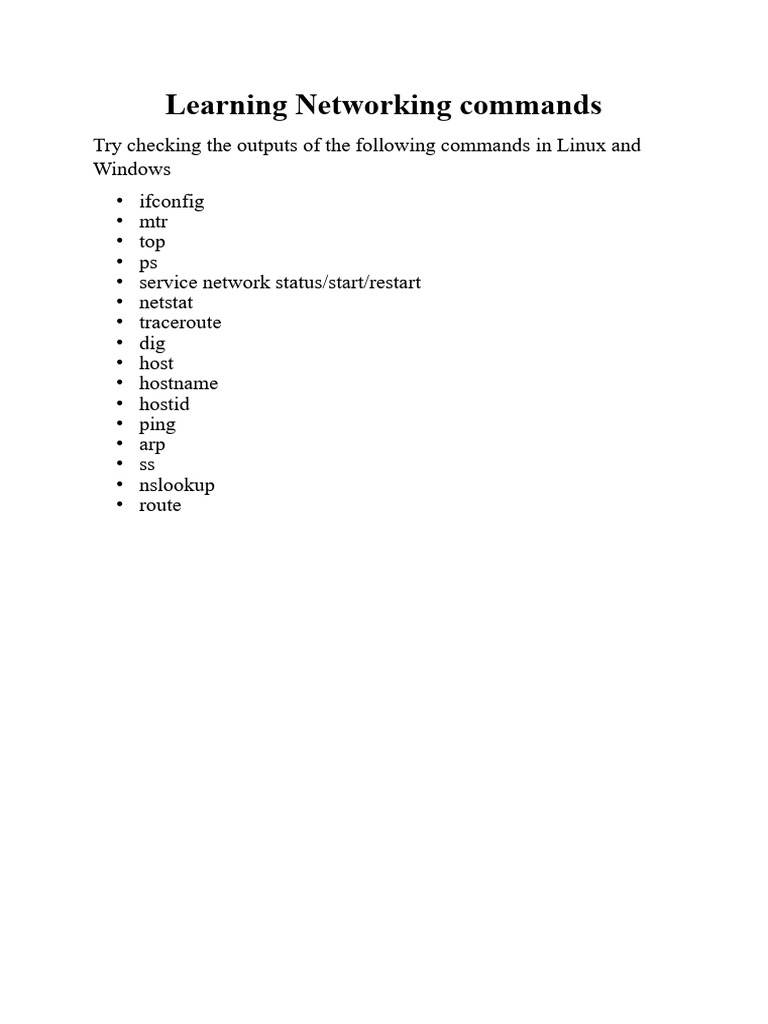 Learning Networking Commands | PDF