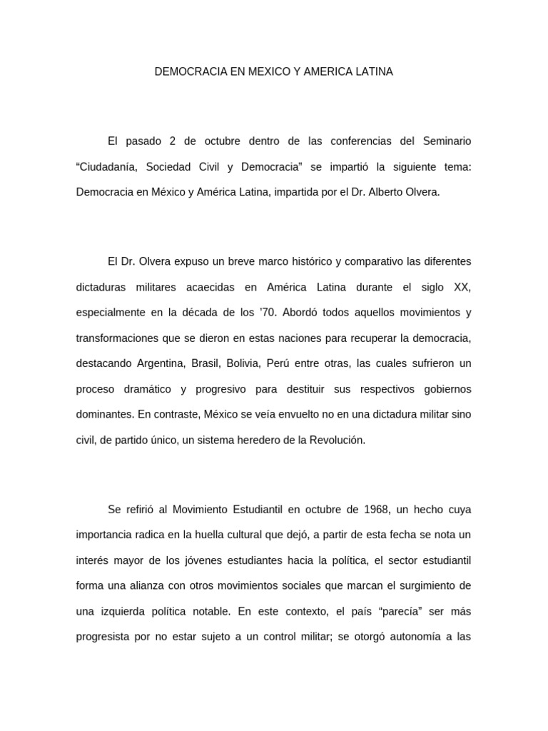 Democracia en México y América Latina | PDF | Democracia | Ideologías ...