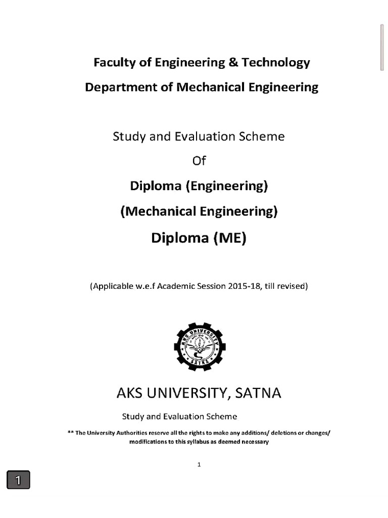 Syllabus Diploma Mechanical Engineering | PDF