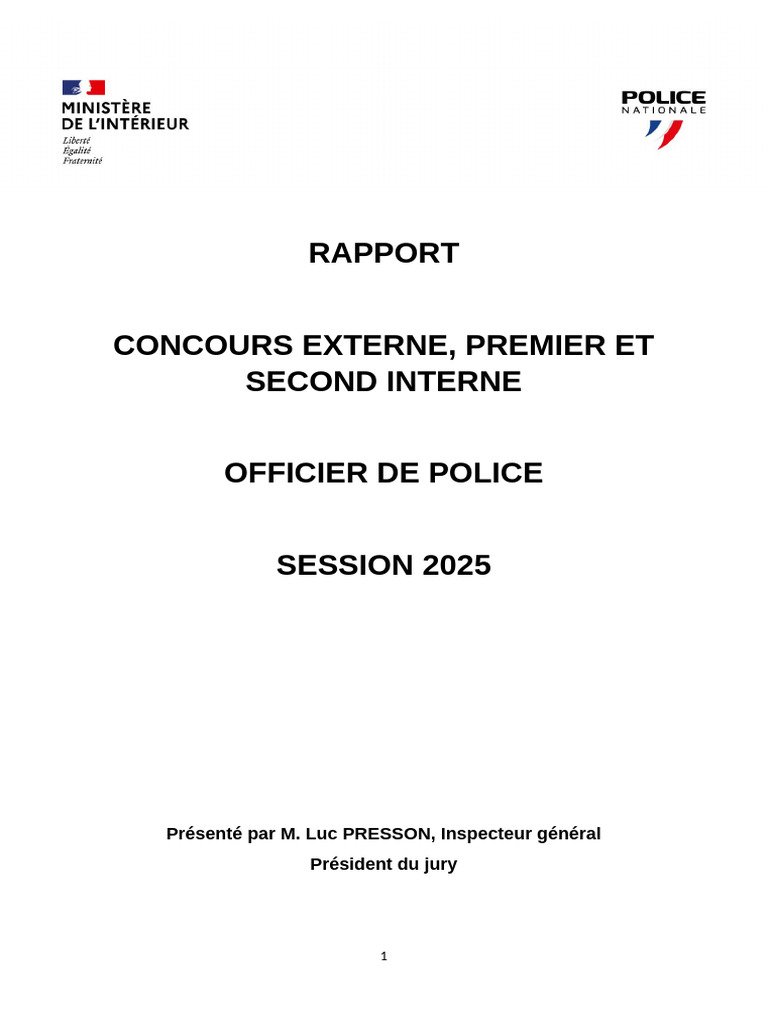 Rapport sur les concours de police 2025 | PDF | Gouvernement