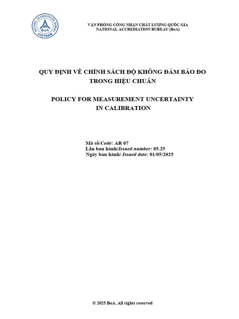 AR 07 Policy For Measurement Uncertainty in Calibration v5.25 | PDF