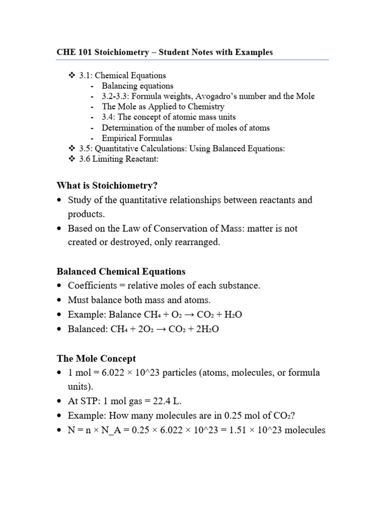 Stoichiometry Basics and Calculations | PDF | Mole (Unit) | Stoichiometry